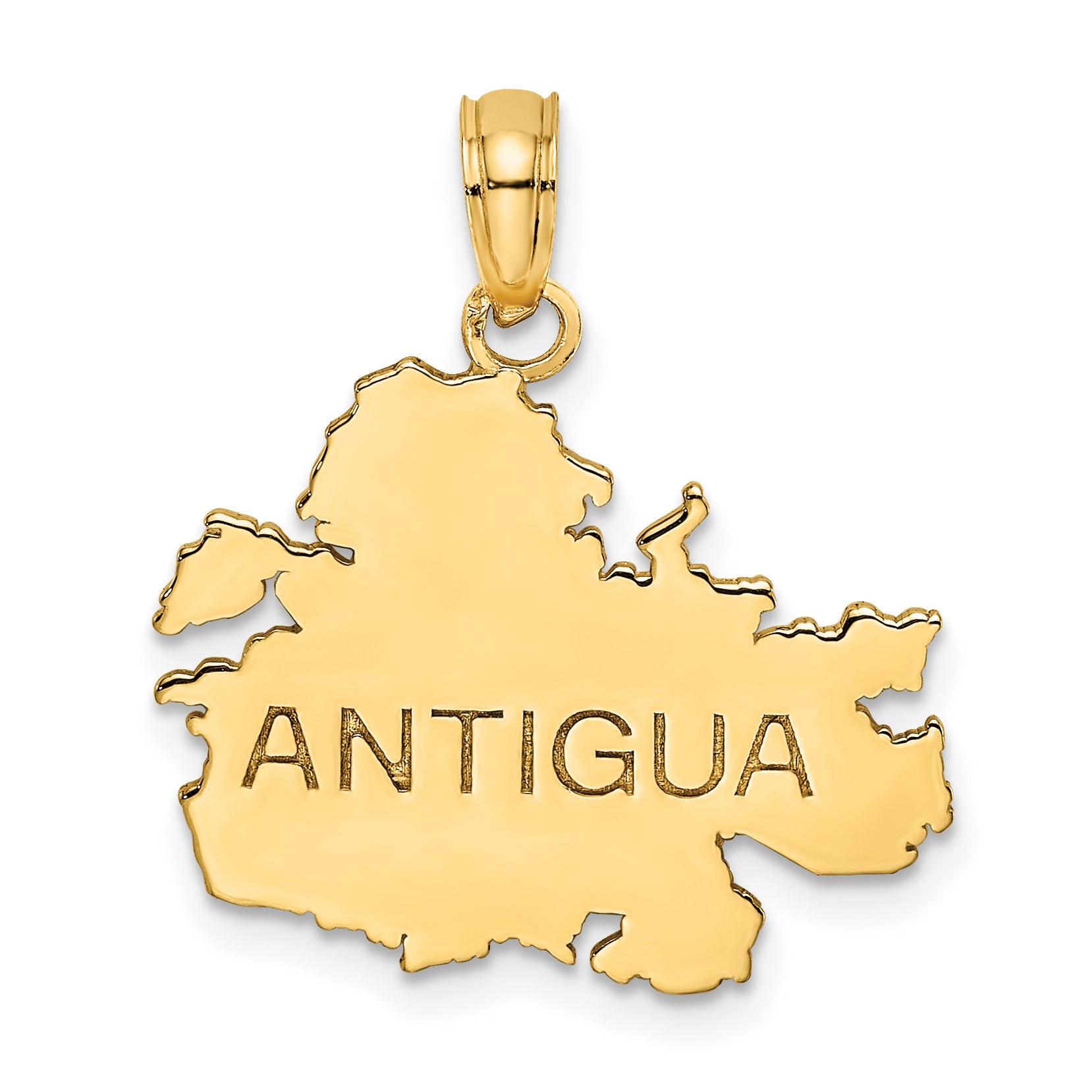 14K Polished and Engraved ANTIGUA MAP Charm Main image