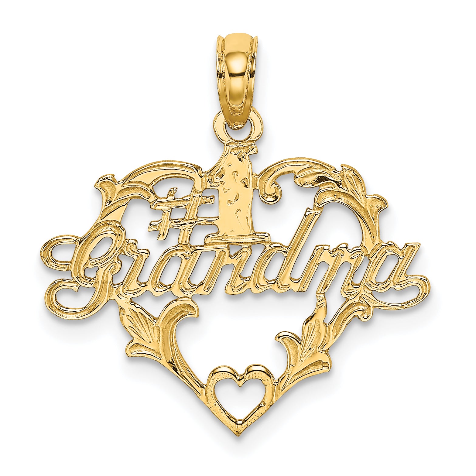 14K #1 Script GRANDMA In Heart Charm Main image