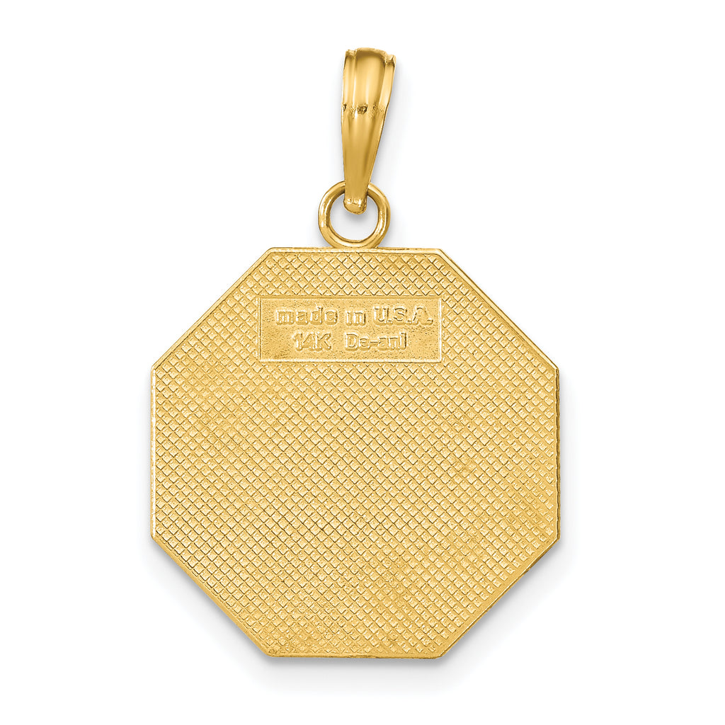14k Polished I'LL NEVER STOP LOVING YOU Stopsign Pendant