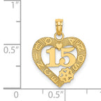 14K QUINCE ANOS 15 in Heart Charm