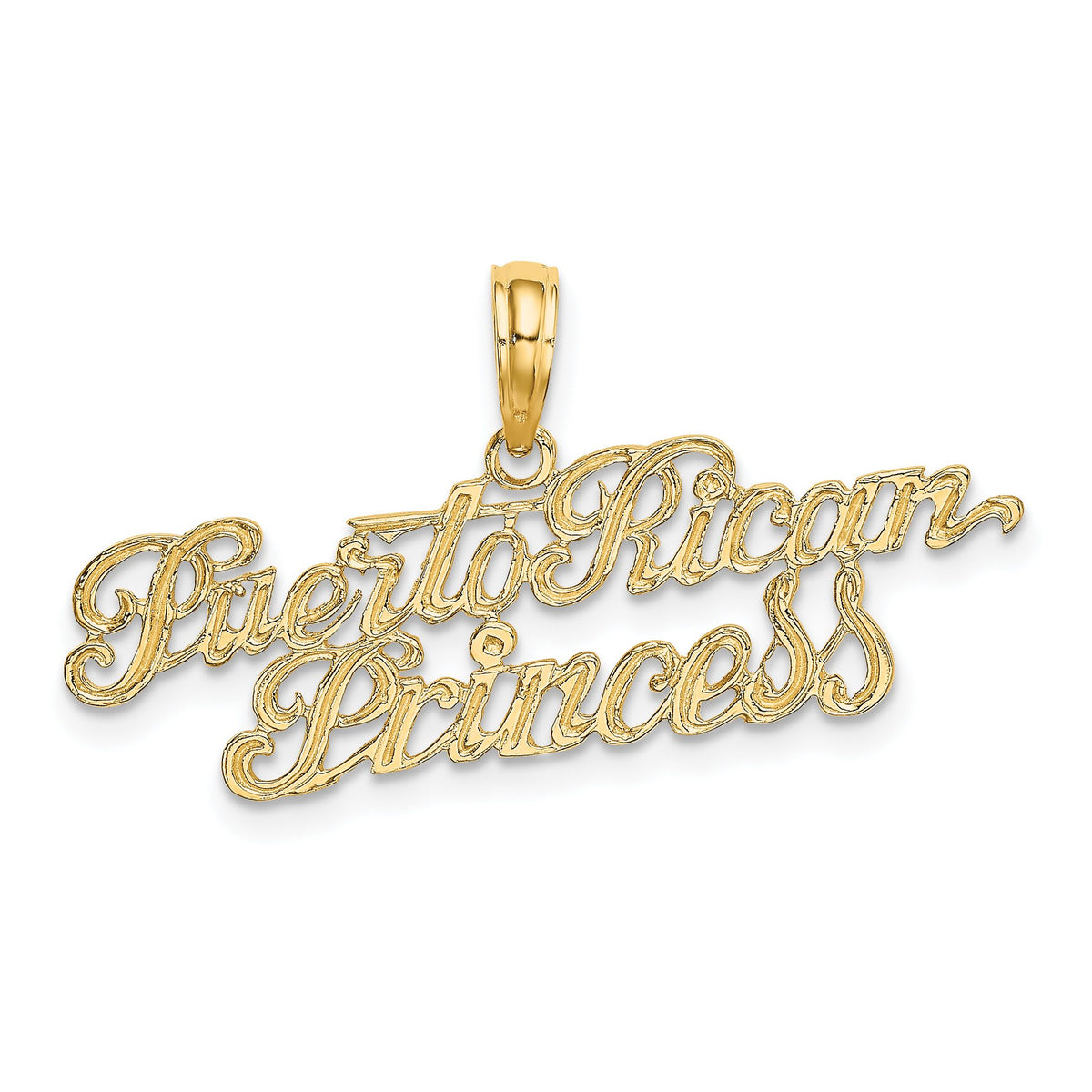 Puerto Rican Princess Charm in 14K Yellow Gold, 14mm Textured - Sophia Jewelers Main image