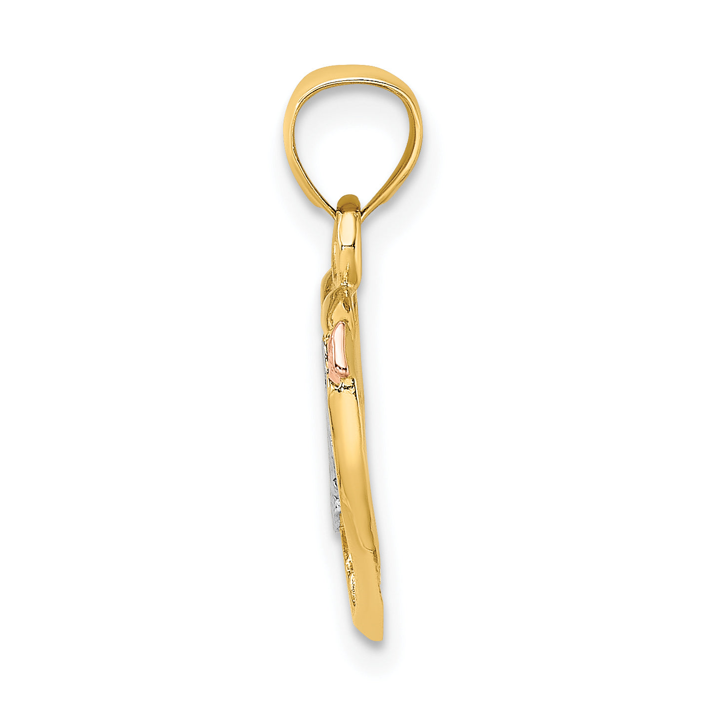14k Yellow and Rose Gold w/ White Rhodium LOVE Heart w/ Arrow Charm Secondary image