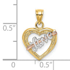 14k Yellow and Rose Gold w/ White Rhodium LOVE Heart w/ Arrow Charm