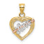 14k Yellow and Rose Gold w/ White Rhodium LOVE Heart w/ Arrow Charm