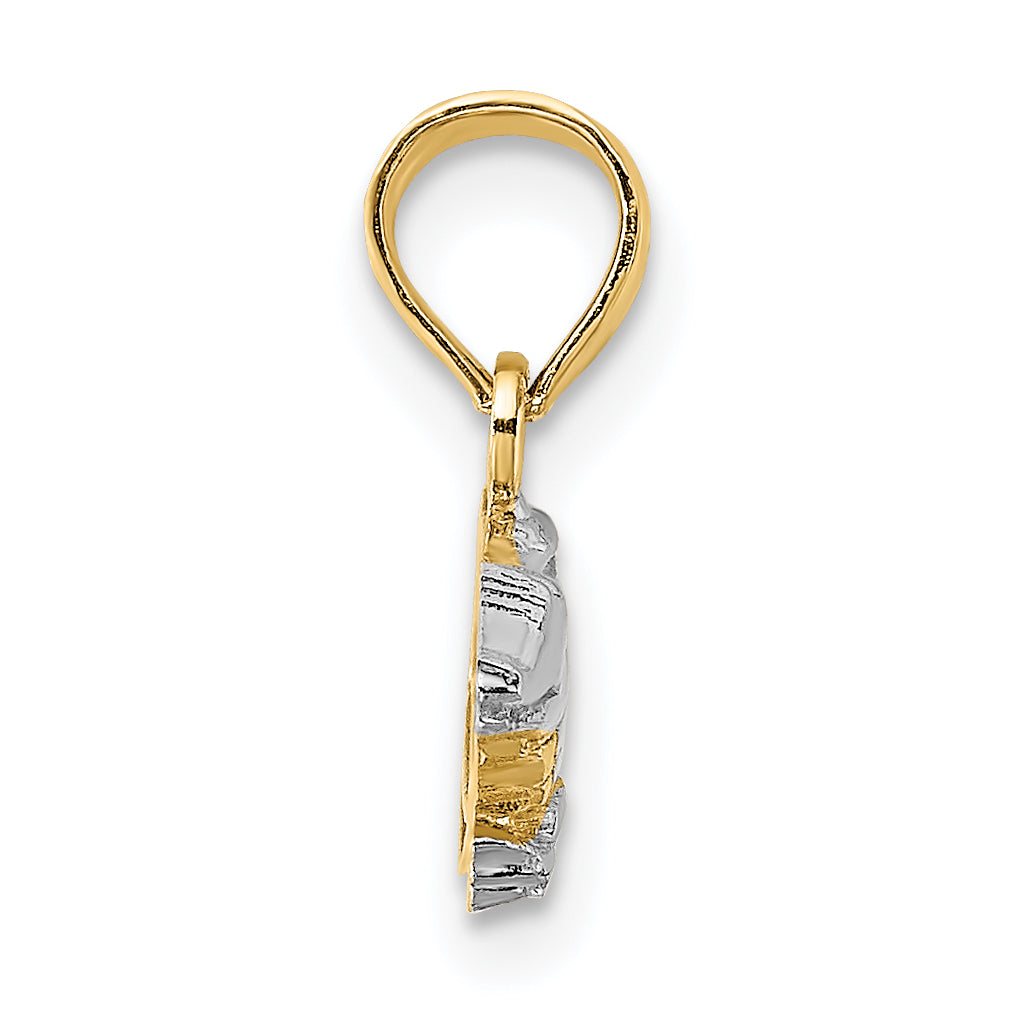 14k w/Rhodium 2-D  Alligator Charm