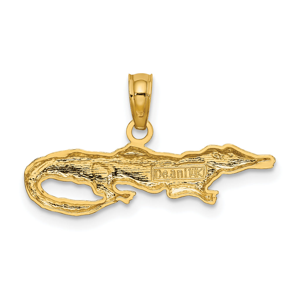 14k w/Rhodium 2-D  Alligator Charm