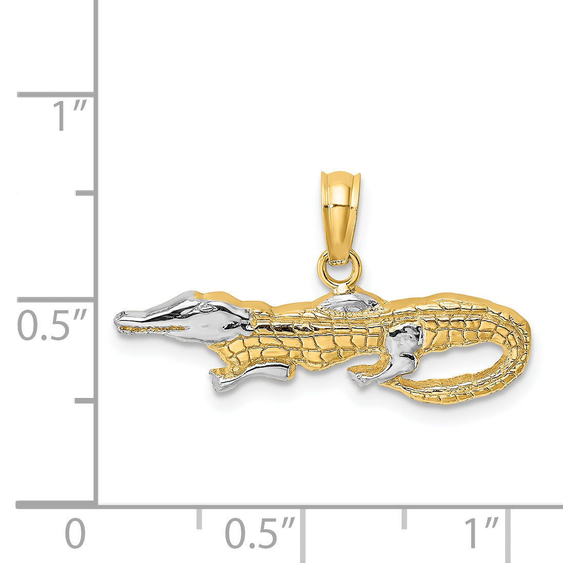 14k w/Rhodium 2-D  Alligator Charm