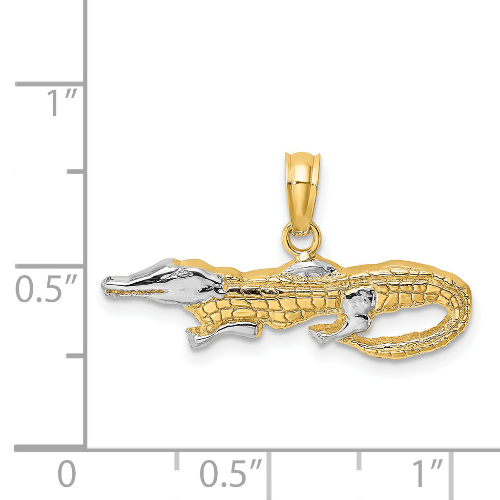 14k w/Rhodium 2-D  Alligator Charm