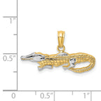 14k w/Rhodium 2-D  Alligator Charm