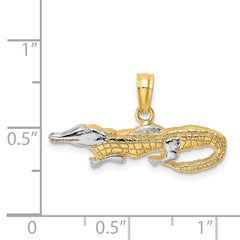 14k w/Rhodium 2-D  Alligator Charm