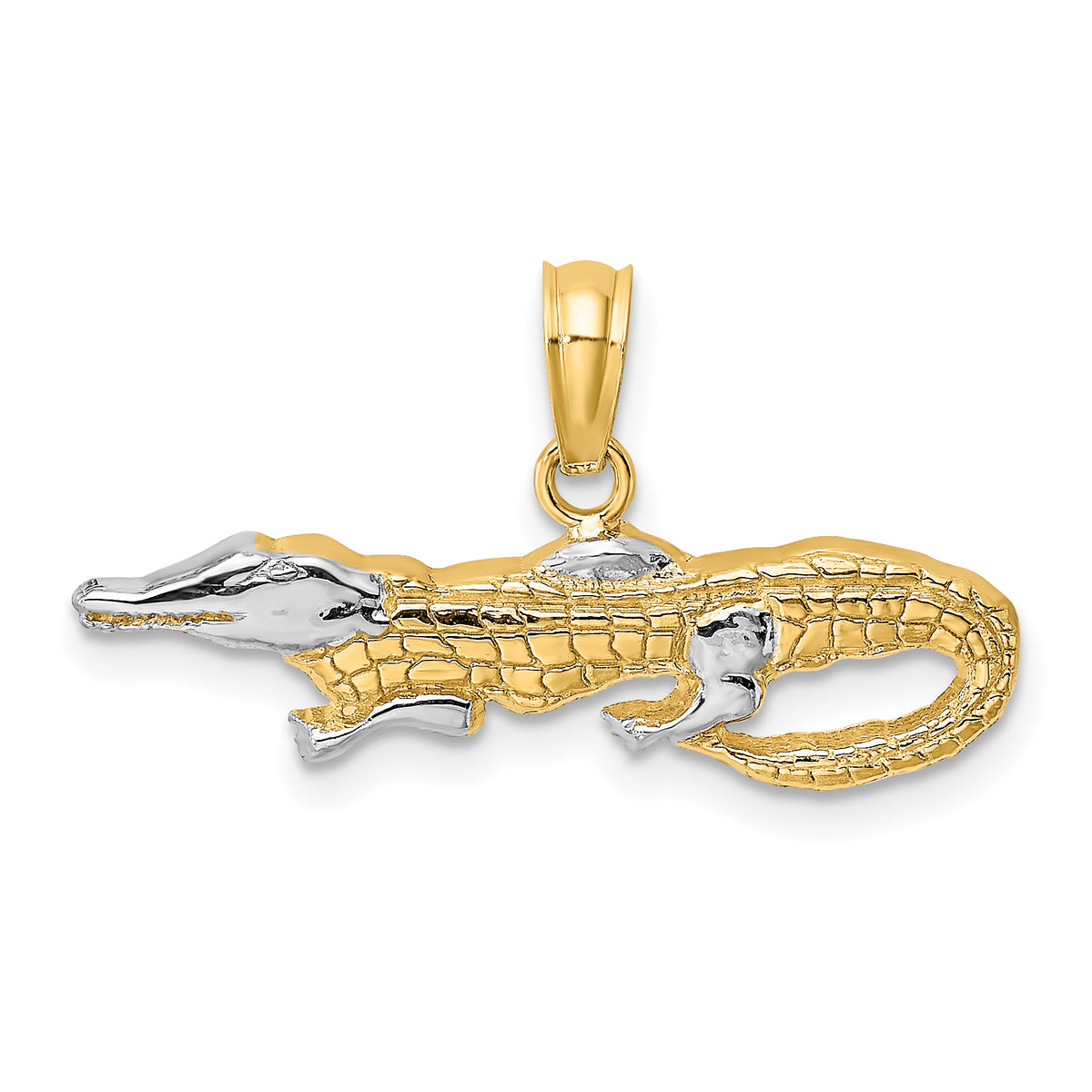 14k w/Rhodium 2-D  Alligator Charm