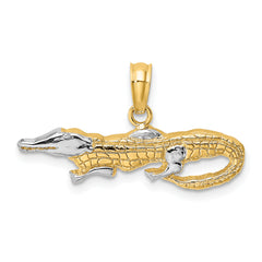 14k w/Rhodium 2-D  Alligator Charm