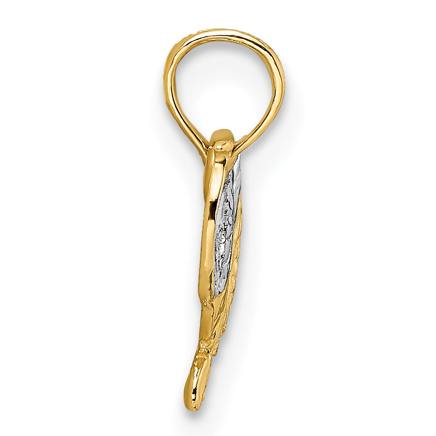 14k with White Rhodium Saddle Pendant