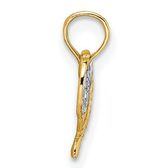 14k with White Rhodium Saddle Pendant