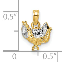 14k with White Rhodium Saddle Pendant