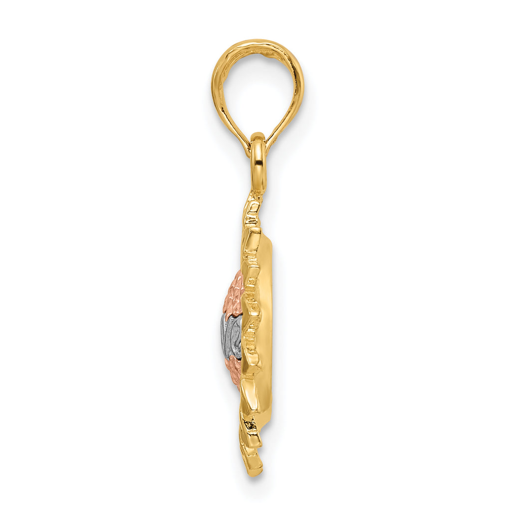 14K Tri-Color Sunflower w/ LOVE Pendant