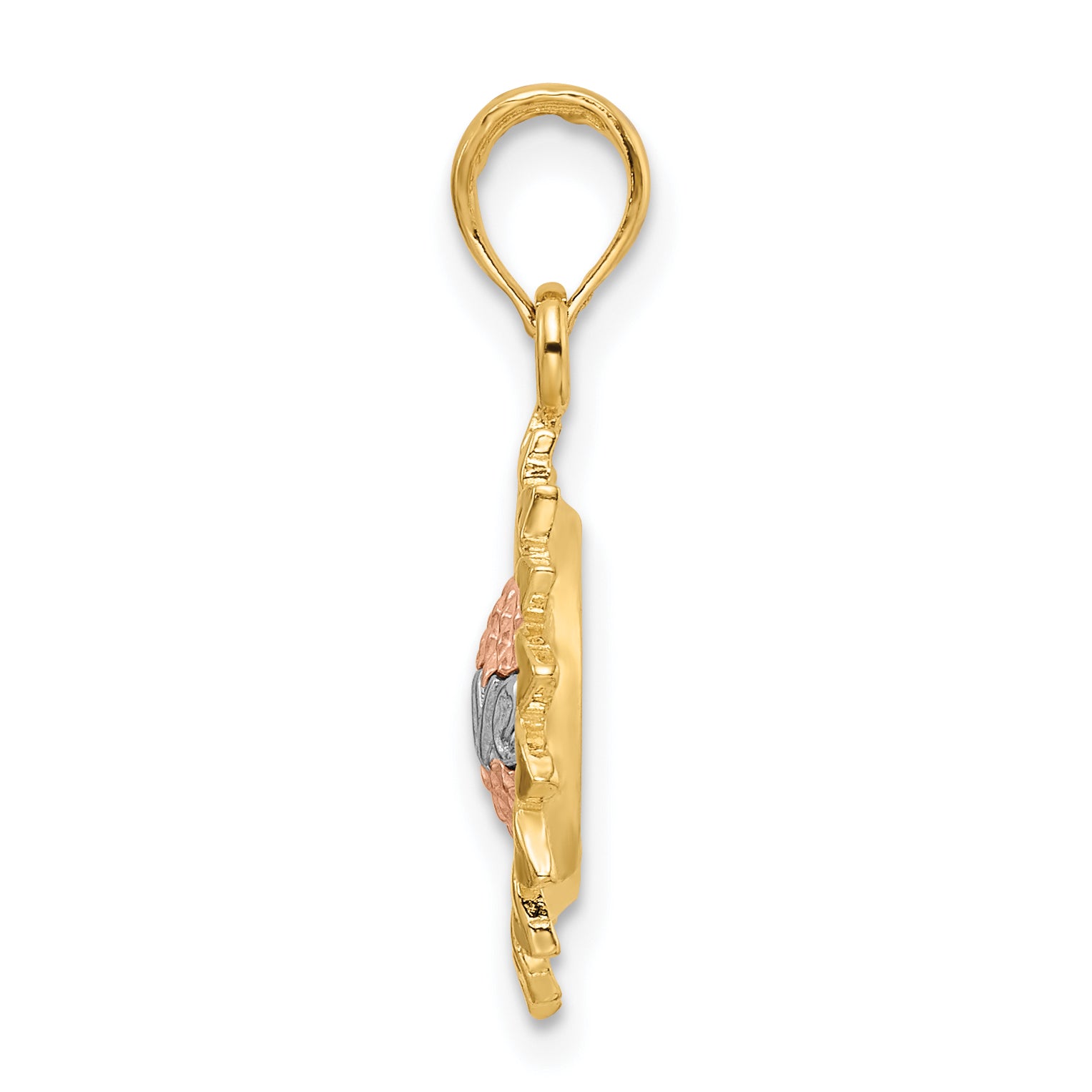 14K Tri-Color Sunflower w/ LOVE Pendant