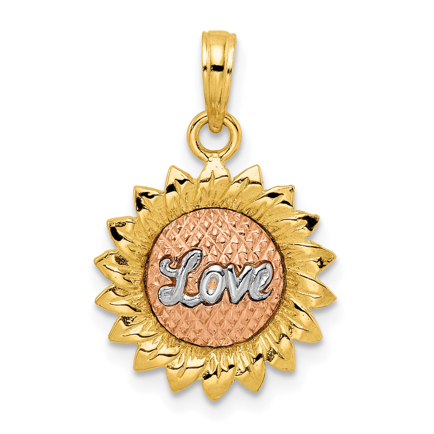 14K Tri-Color Sunflower w/ LOVE Pendant Main image