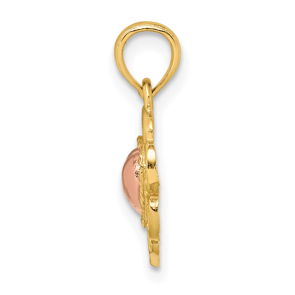 14k Yellow and Rose Polished and Textured Heart Charm Secondary image