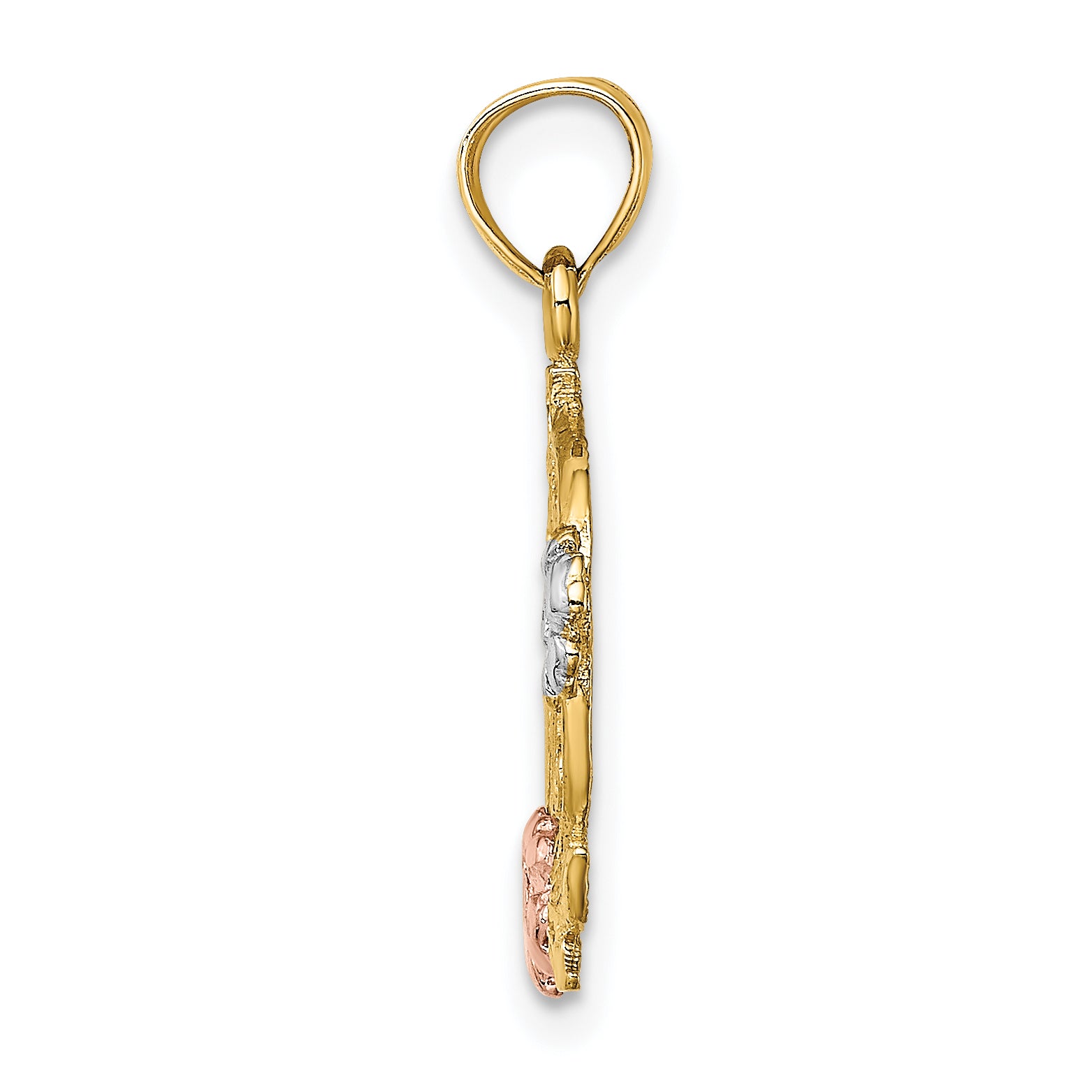 14k Two-tone w/White Rhodium #1 MOM w/Flower Charm Secondary image