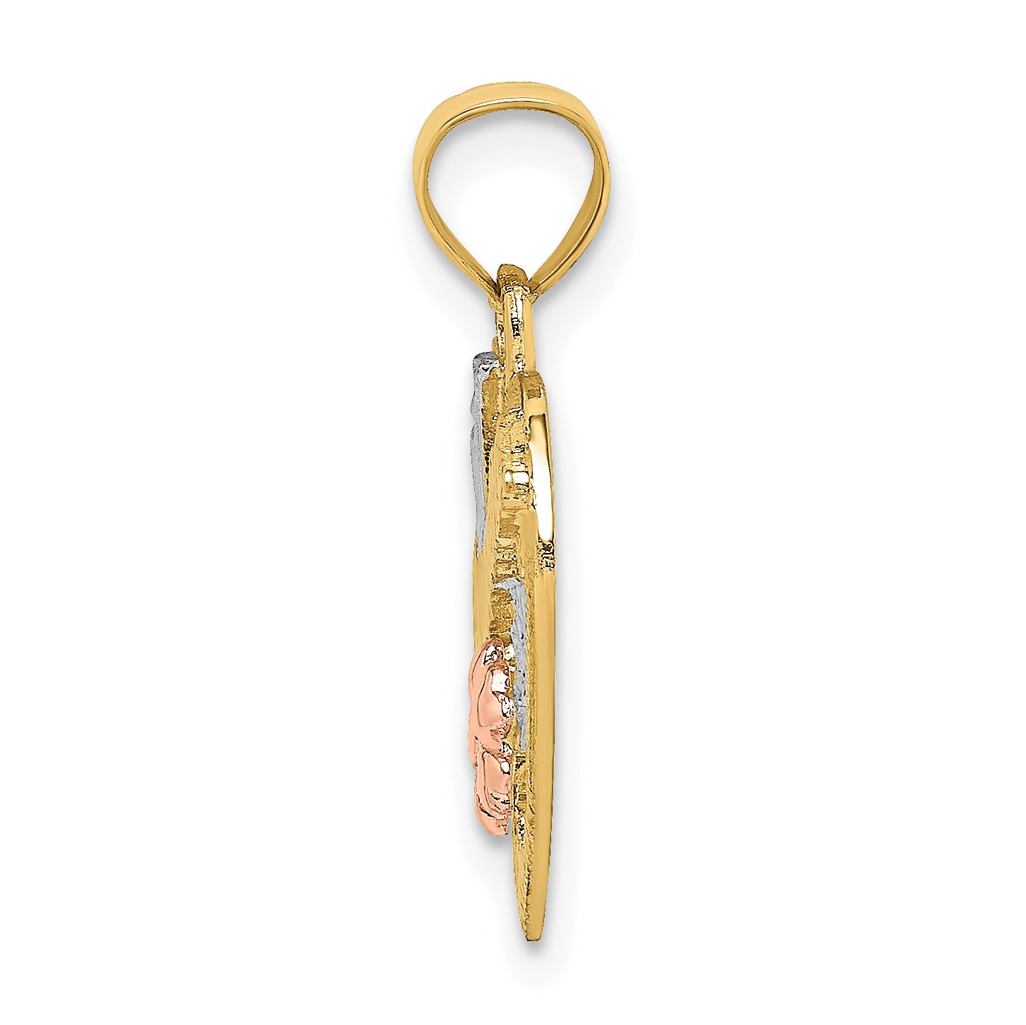 14k Two-tone  White Rhodium #1 GRANDMA In Heart Charm Secondary image