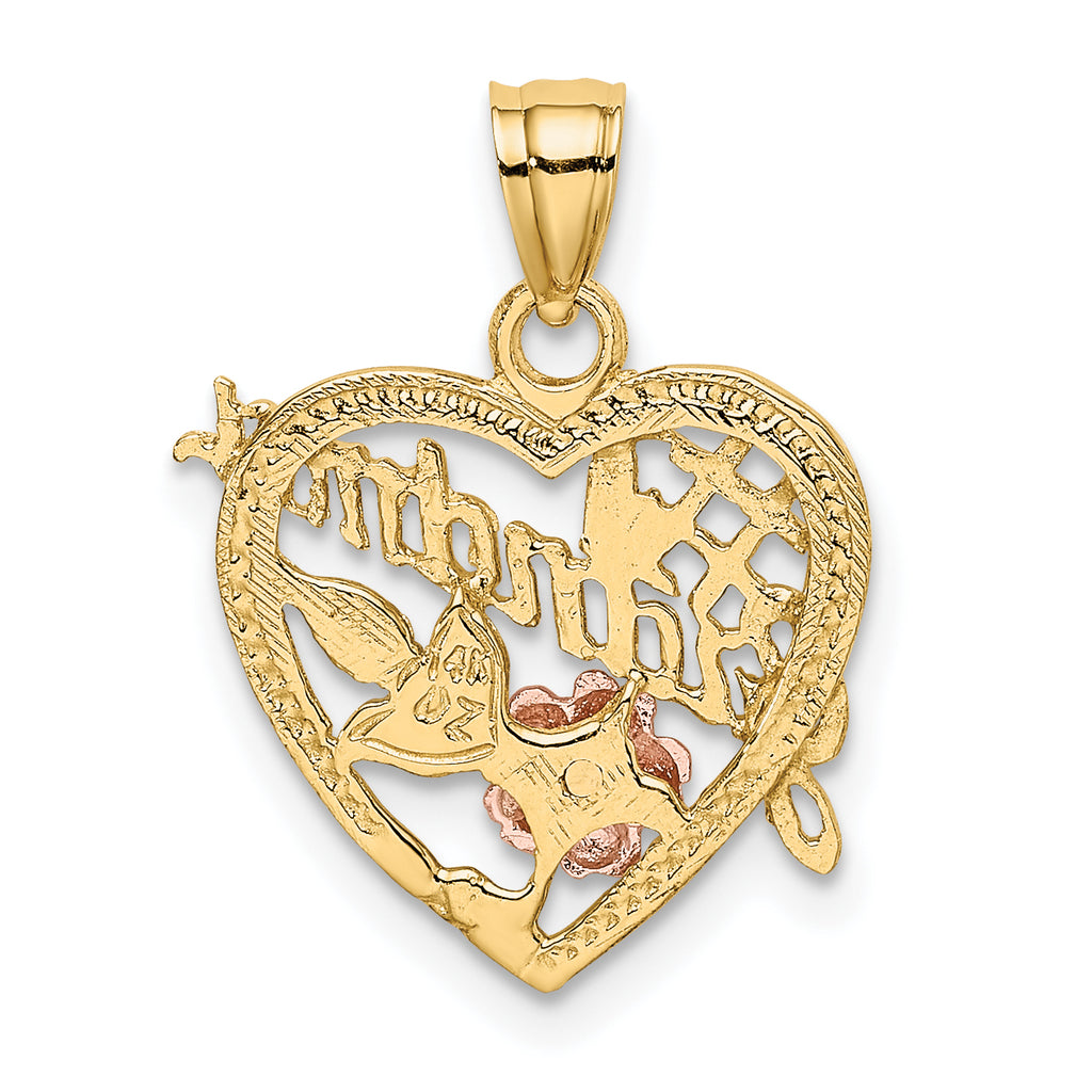 14k Two-tone  White Rhodium #1 GRANDMA In Heart Charm