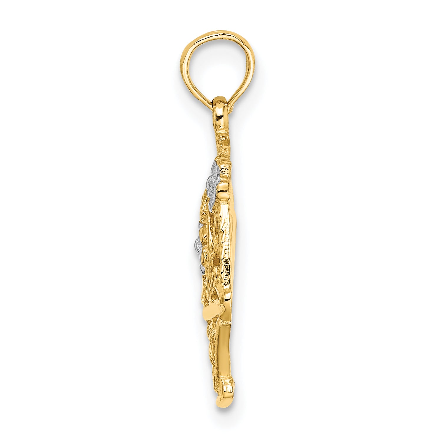 14k Two-Tone w/White Rhodium Flower Basket w/I LOVE YOU Charm Secondary image