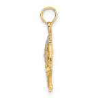 14k Two-Tone w/White Rhodium Flower Basket w/I LOVE YOU Charm
