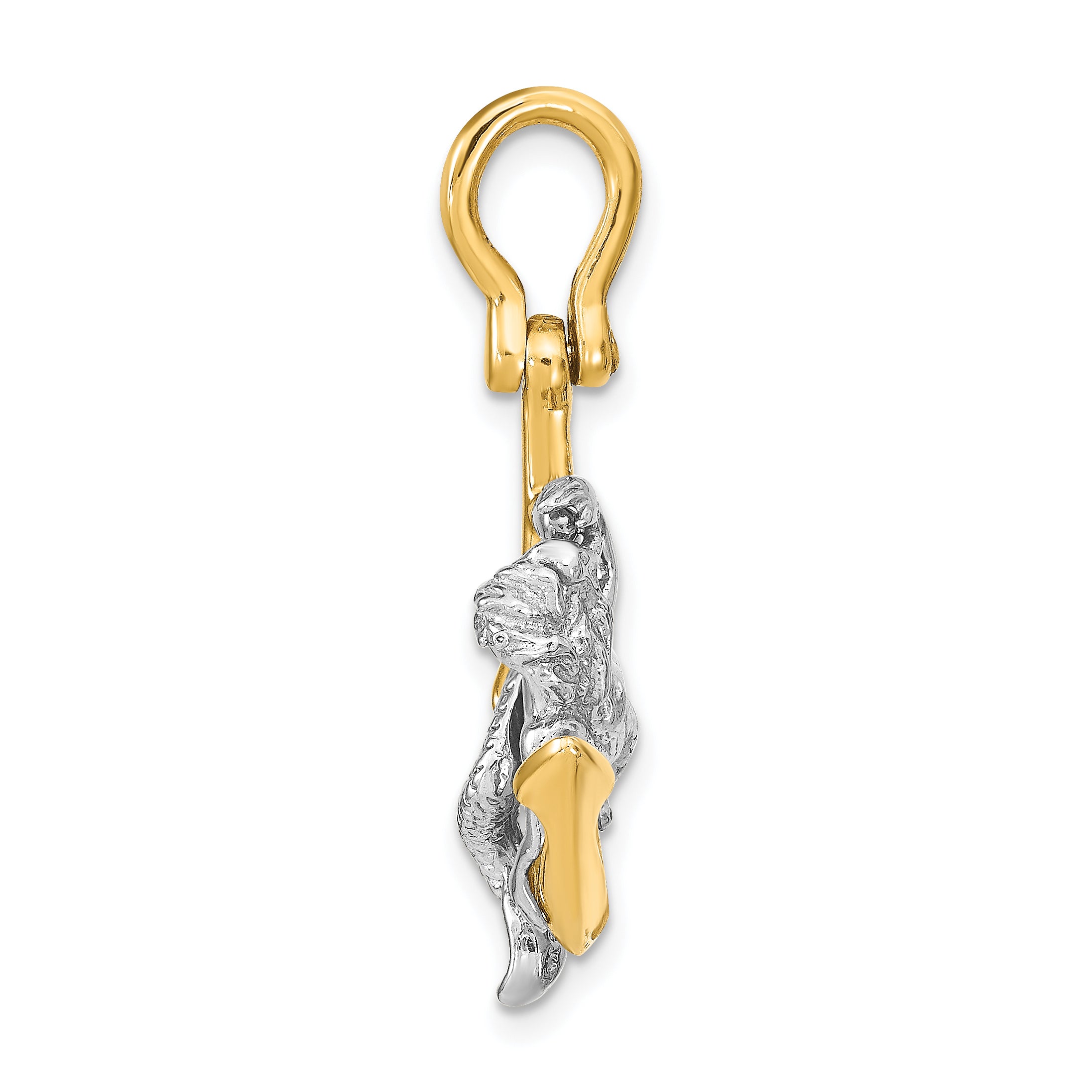 14K Two-Tone 3-D Anchor and Mermaid Charm Secondary image