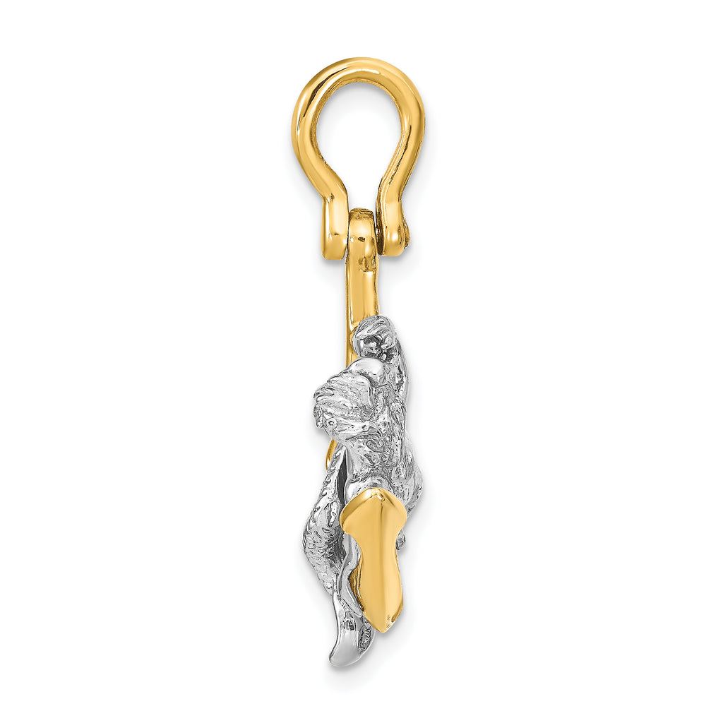 14K Two-Tone 3-D Anchor and Mermaid Charm