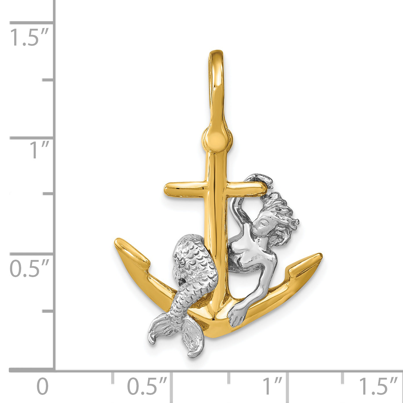 14K Two-Tone 3-D Anchor and Mermaid Charm