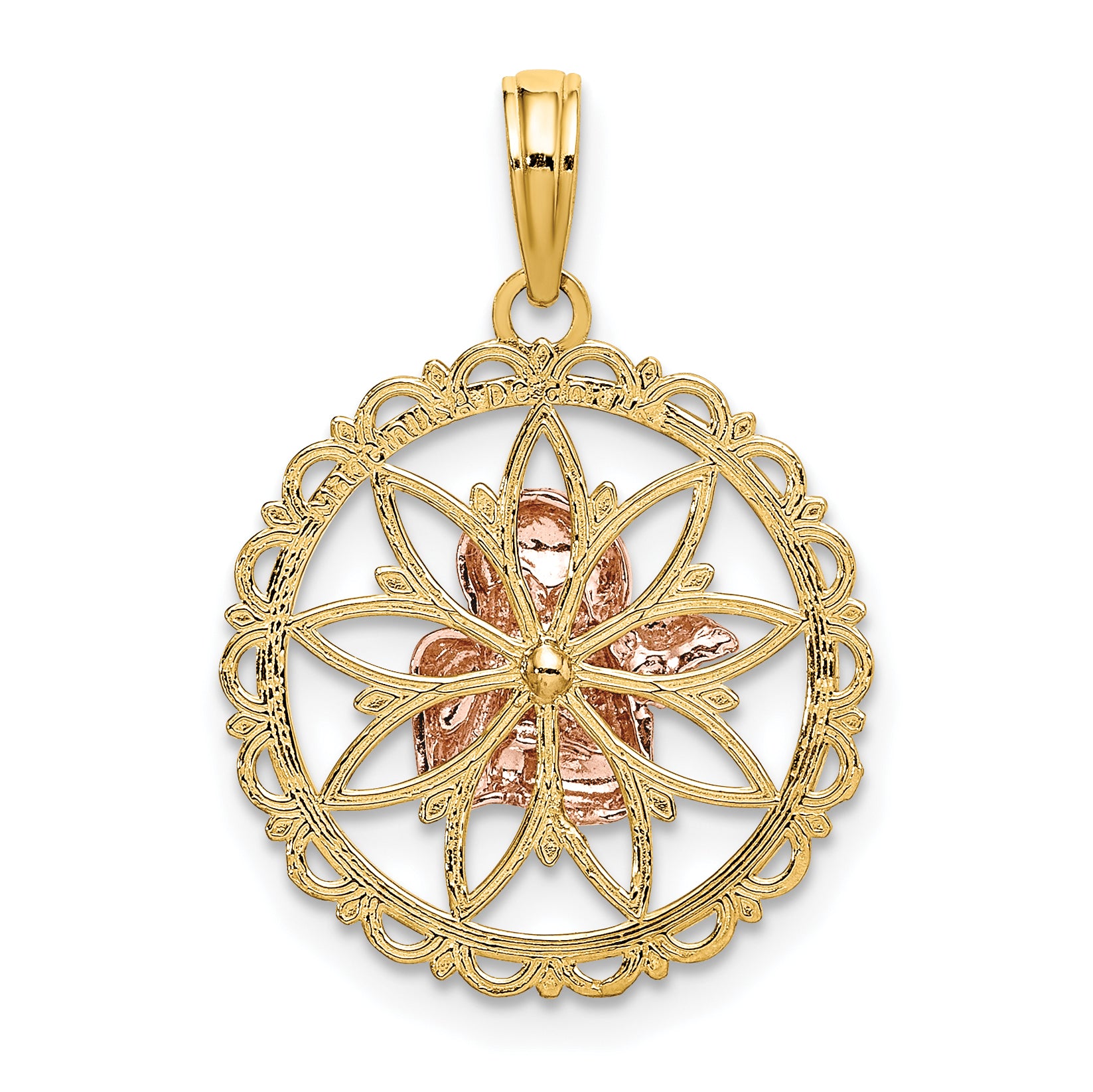 14K Two-tone w/White Rhodium Cut-out Angel Charm
