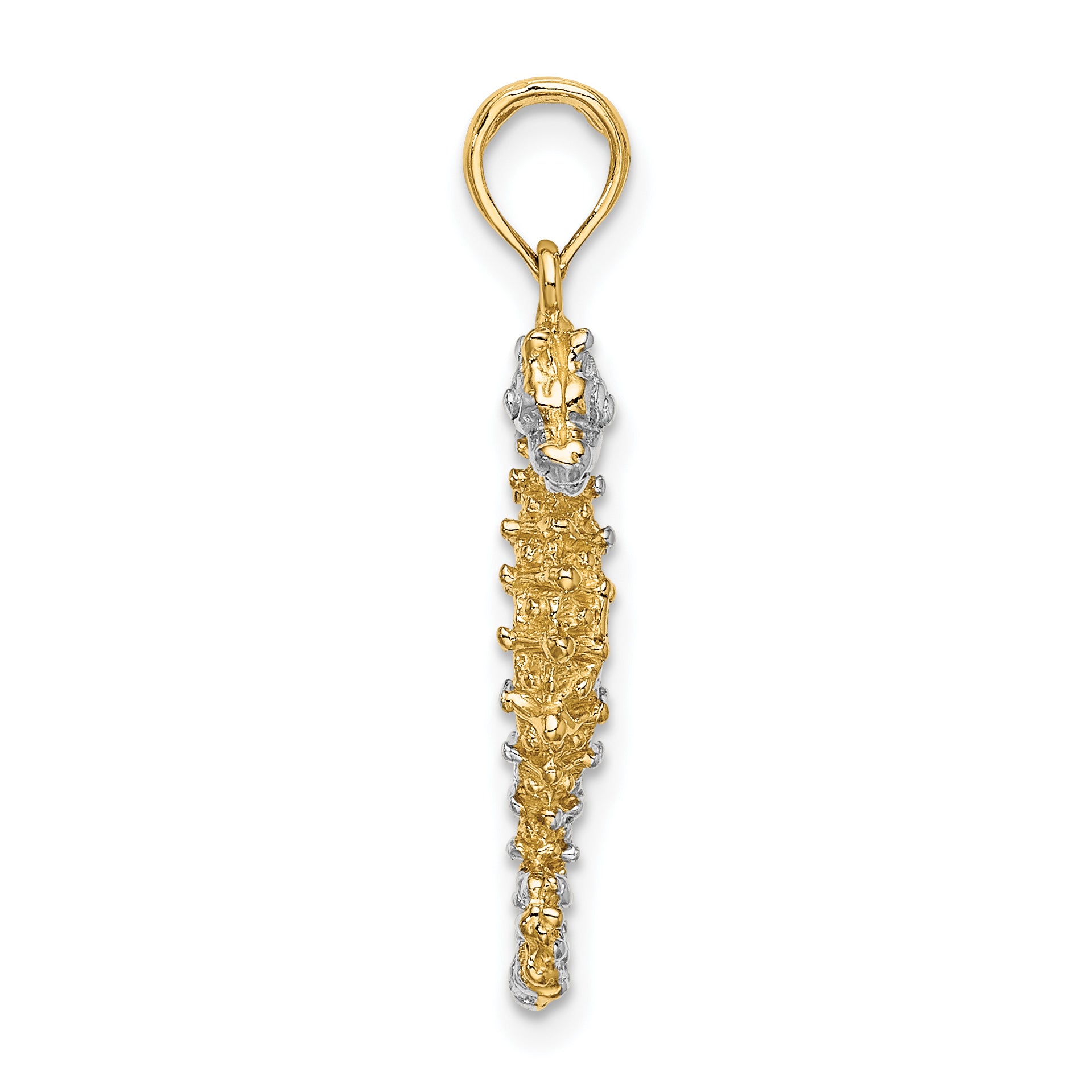 14K with White Rhodium 3-D Seahorse Charm Secondary image