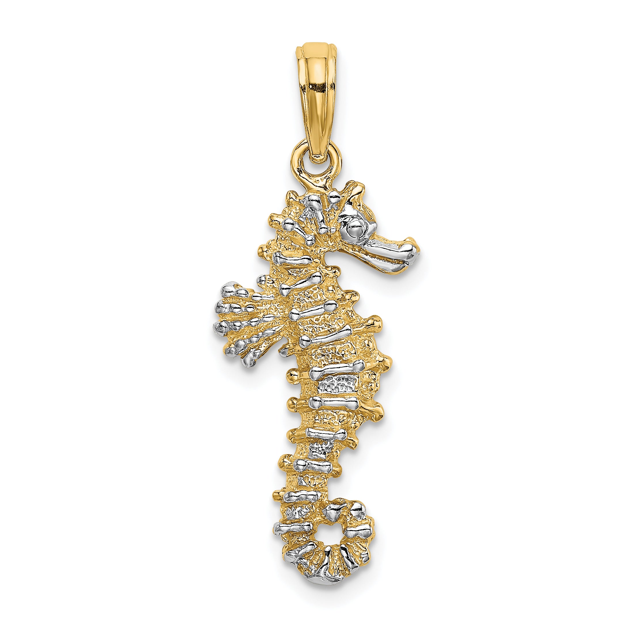 14K with White Rhodium 3-D Seahorse Charm Main image