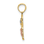 14k Two-tone with White Rhodium Flowers Charm