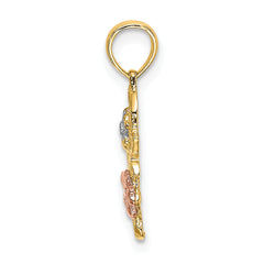 14k Two-tone with White Rhodium Flowers Charm