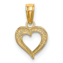 14k with White Rhodium Textured Mini Heart Charm