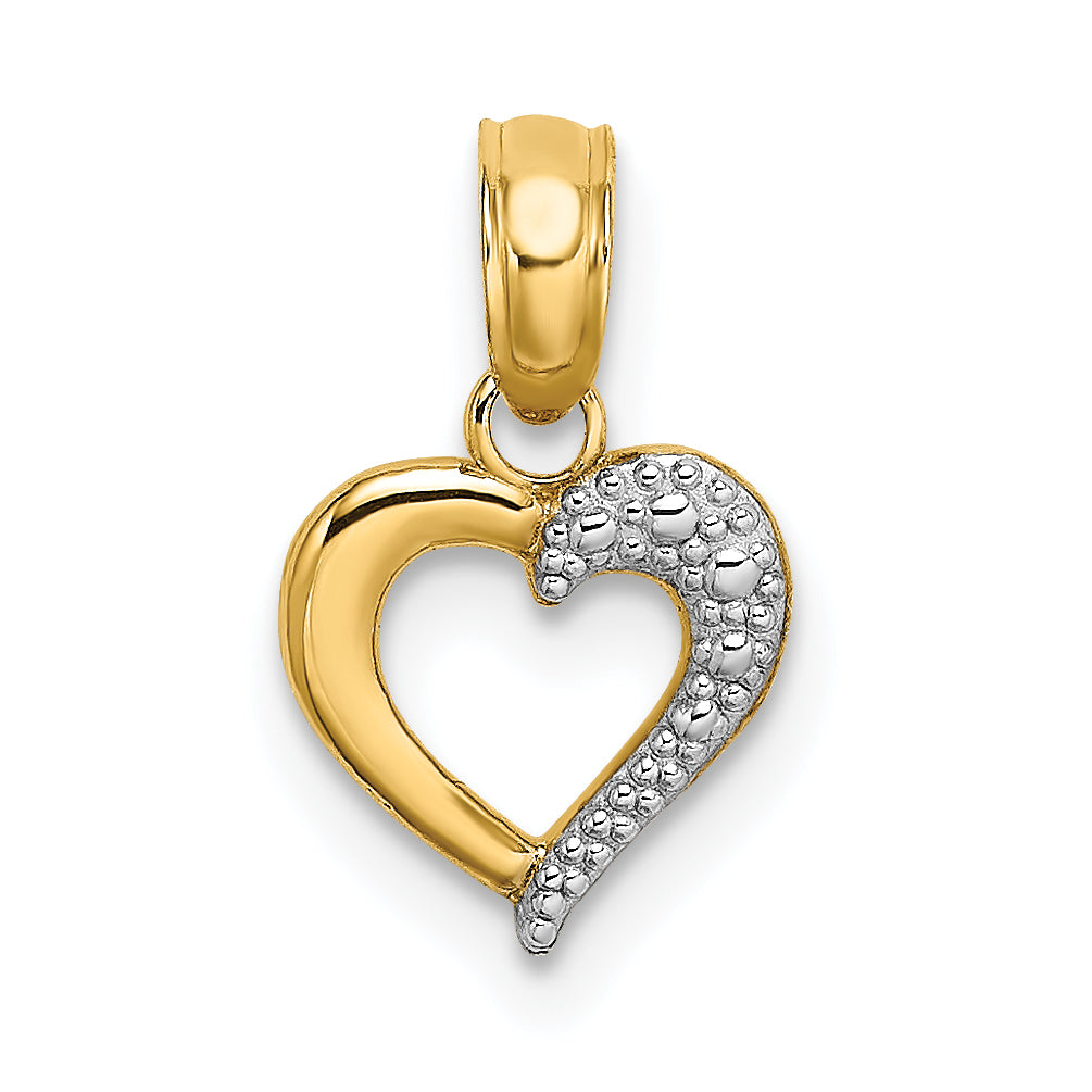 14k with White Rhodium Textured Mini Heart Charm Main image