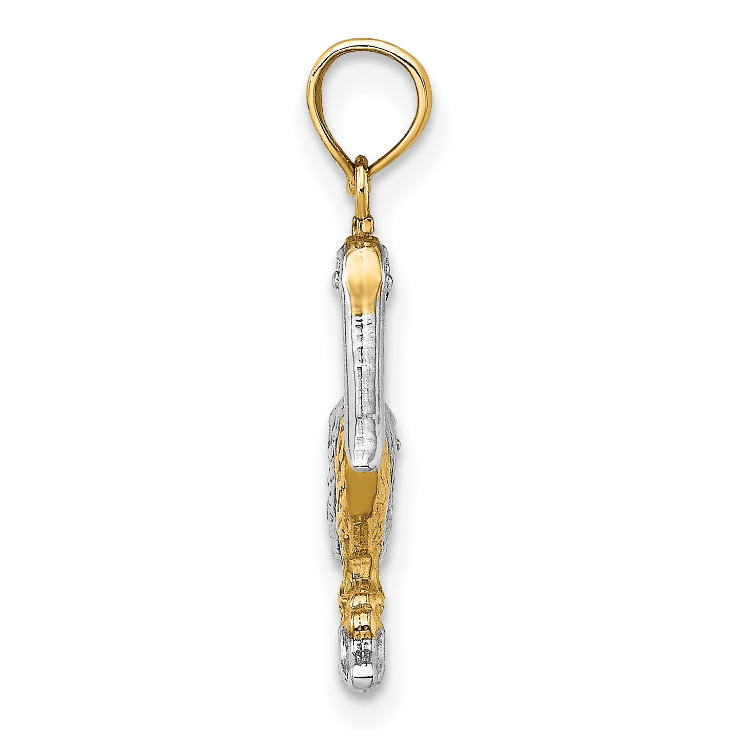 14K with White Rhodium 3-D Small Standing Pelican Charm Secondary image