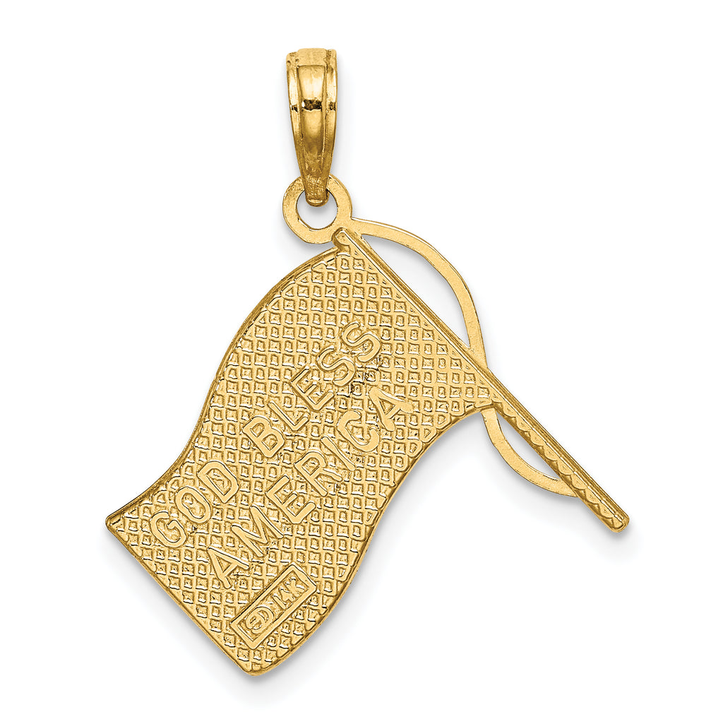 14k w/ Rhodium American Flag Charm