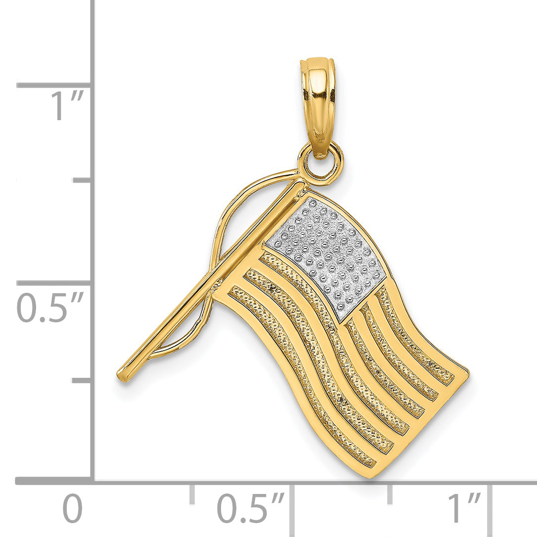 14k w/ Rhodium American Flag Charm