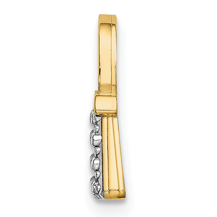 14K W/ Rhodium Textured and Polished Purse Charm