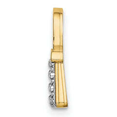 14K W/ Rhodium Textured and Polished Purse Charm