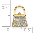 14K W/ Rhodium Textured and Polished Purse Charm