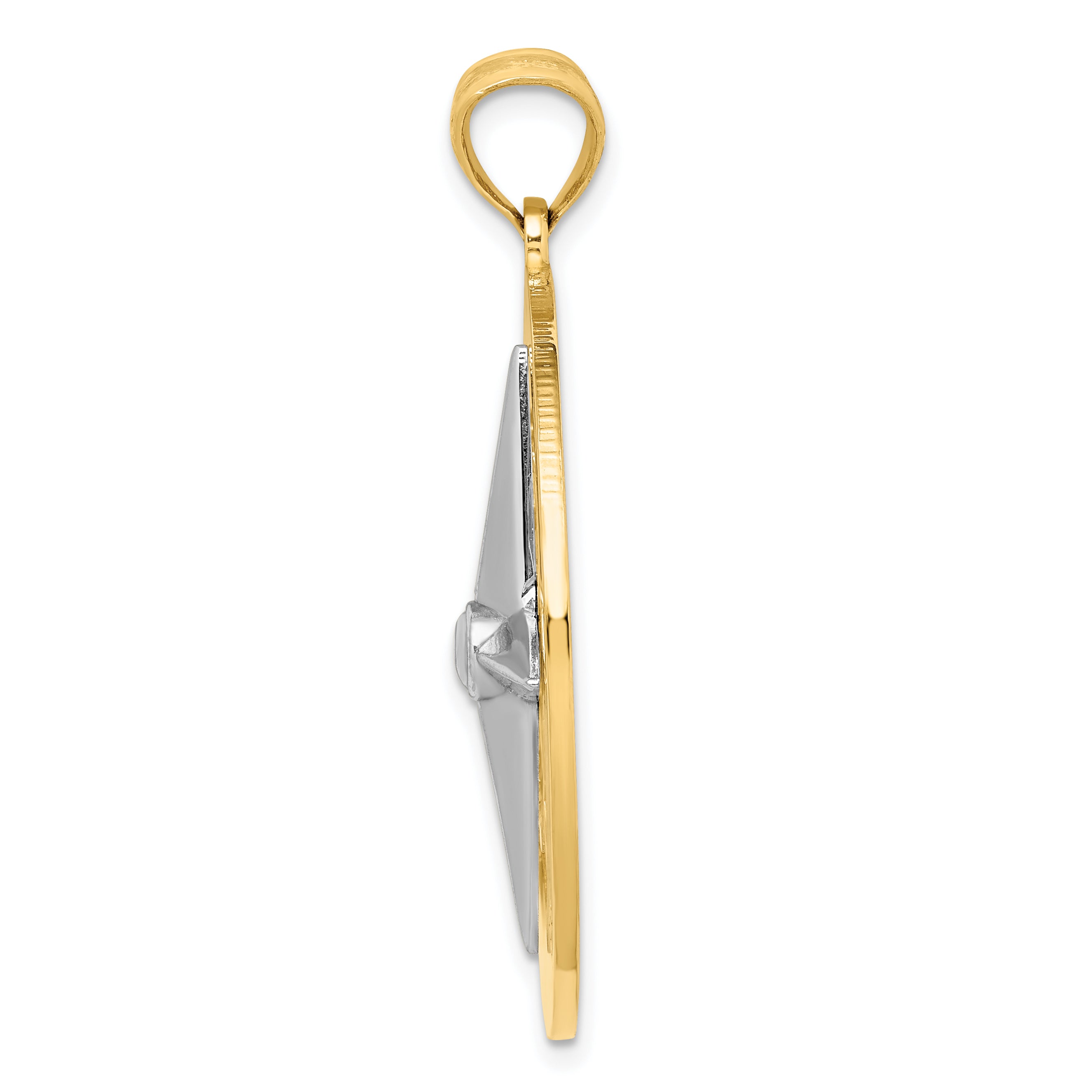 14k Two-tone Nautical Compass White Needle Charm Secondary image