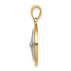 14K Nautical Compass w/White Gold Needle Charm