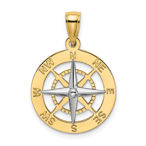 Nautical Compass Charm in 14K Two-Tone Gold, 26mm - Sophia Jewelers