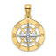 14K Nautical Compass w/White Gold Needle Charm