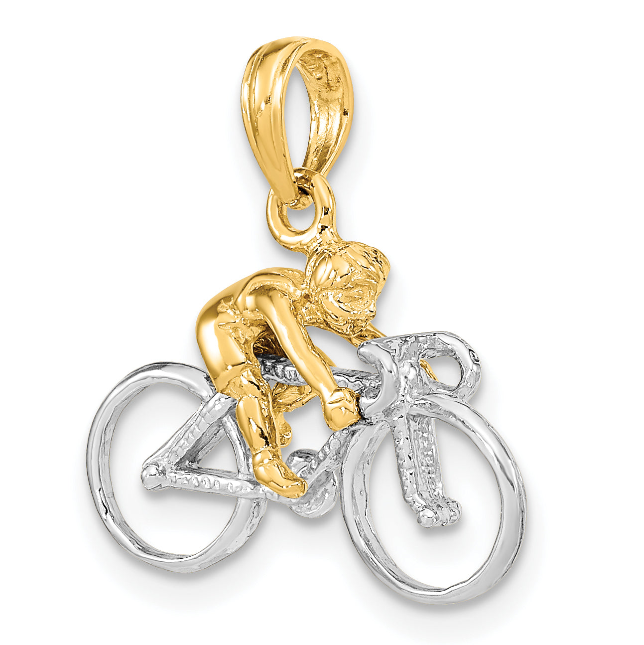 14K Two-Tone 3-D Bicycle With Rider Charm