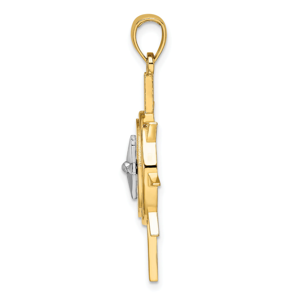 14K Two-Tone Star w/ Nautical Compass Charm